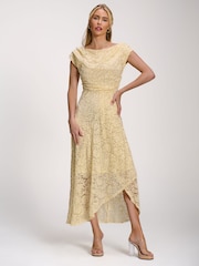 黃色 - Jolie Moi Lace Sequin Embellished Midi Dress - 圖片 4/6