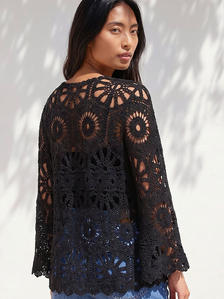 Roman Black Crochet Top - Image 2 of 4