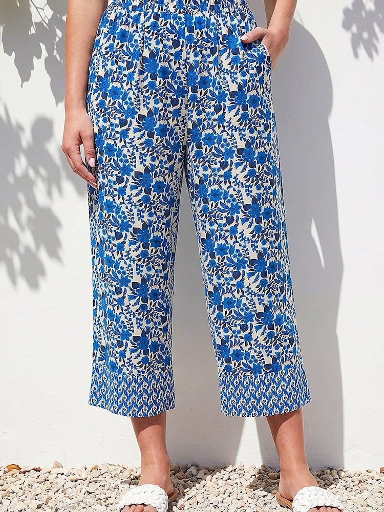 Roman Blue Petite Print Cropped Trousers - Image 1 of 4