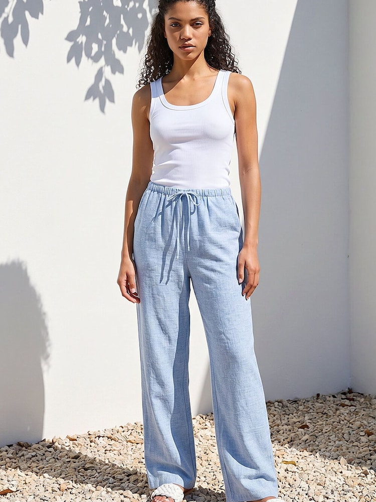 Roman Blue Petite Wide Leg Trousers - Image 1 of 4