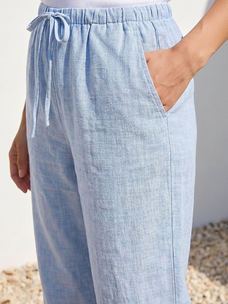 Roman Blue Petite Wide Leg Trousers - Image 4 of 4