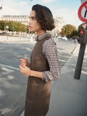 BHOEM Brown Plaid Check Patch Pockets Mini Sleeveless Dress - Image 5 of 5