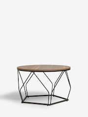 Dark Pyramid Oak Effect Round Coffee Table - Image 2 of 7