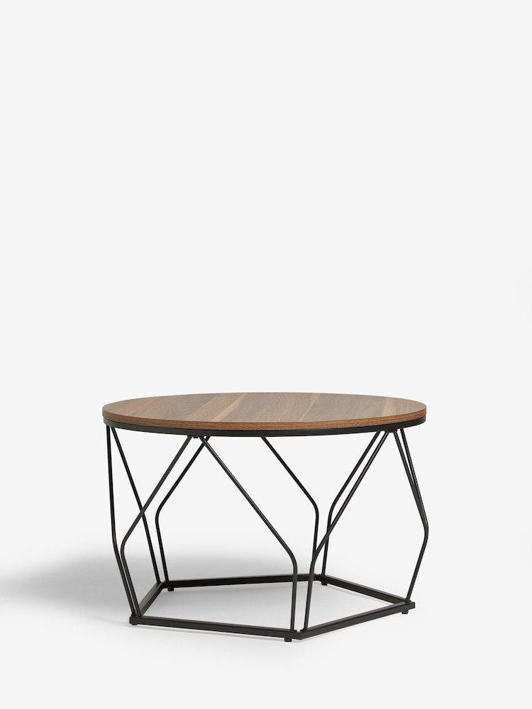 Dark Pyramid Oak Effect Round Coffee Table - Image 2 of 7