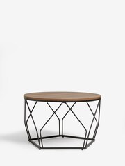 Dark Pyramid Oak Effect Round Coffee Table - Image 5 of 7