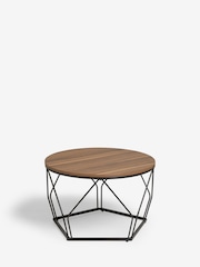 Dark Pyramid Oak Effect Round Coffee Table - Image 6 of 7
