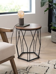 Dark Pyramid Oak Effect Side Table - Image 1 of 7