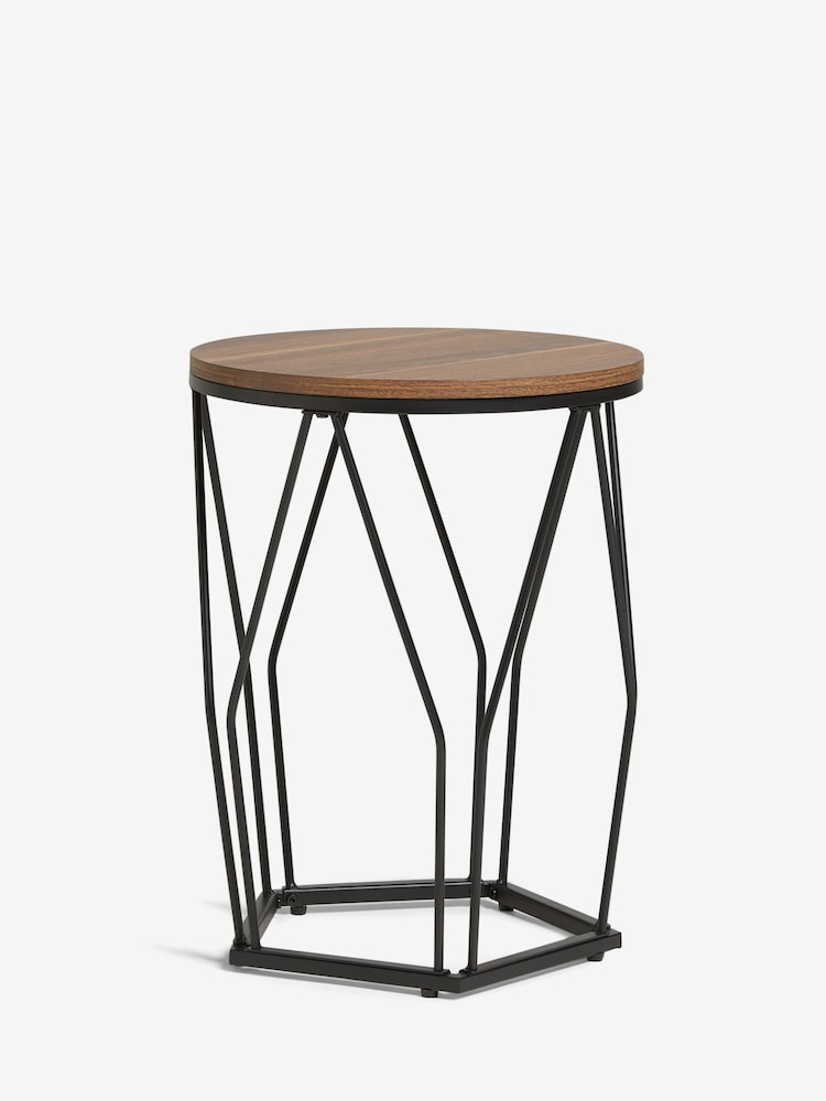 Dark Pyramid Oak Effect Side Table - Image 2 of 7