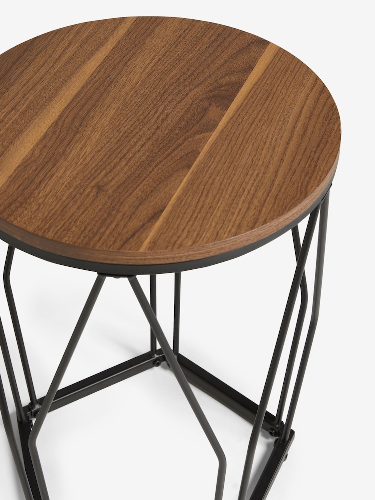 Dark Pyramid Oak Effect Side Table - Image 2 of 7 Dark Pyramid Oak Effect Side Table - Image 2 of 7