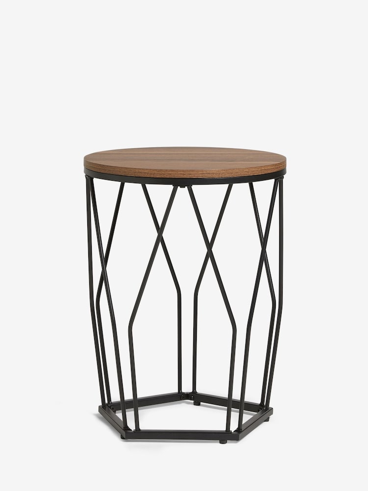 Dark Pyramid Oak Effect Side Table - Image 7 of 7