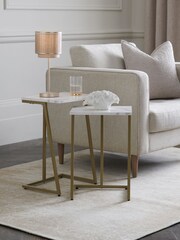 White Marble Effect Set of 2 Nest of Tables - Image 1 of 7
