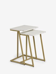 White Marble Effect Set of 2 Nest of Tables - Image 5 of 7