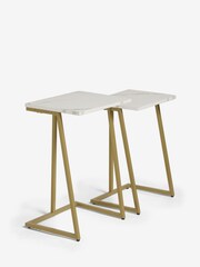 White Marble Effect Set of 2 Nest of Tables - Image 6 of 7