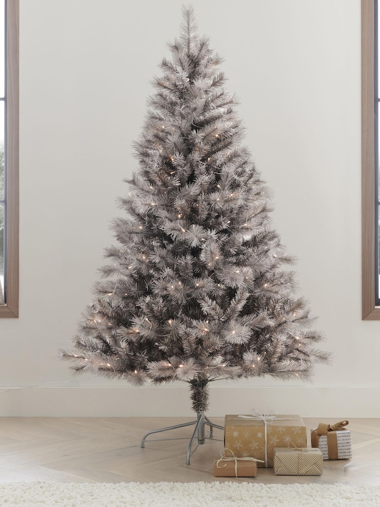 Pewter Grey Lit 6ft Pewter Collection Luxe Christmas Tree - Image 1 of 5