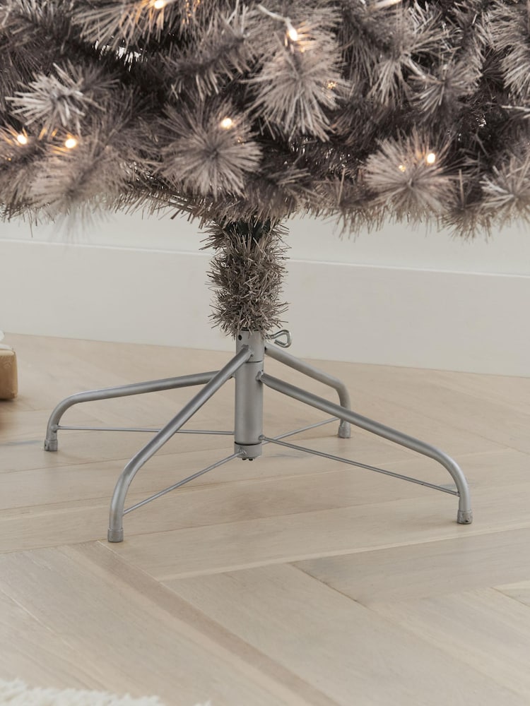 Pewter Grey Lit 6ft Pewter Collection Luxe Christmas Tree - Image 2 of 5