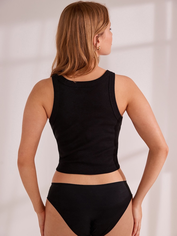 Black Cropped High Neck Vest - Image 2 of 6