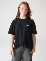 smALLSAINTS Black Frill Hem T-Shirt - Image 1 of 9