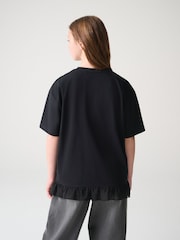 smALLSAINTS Black Frill Hem T-Shirt - Image 4 of 9