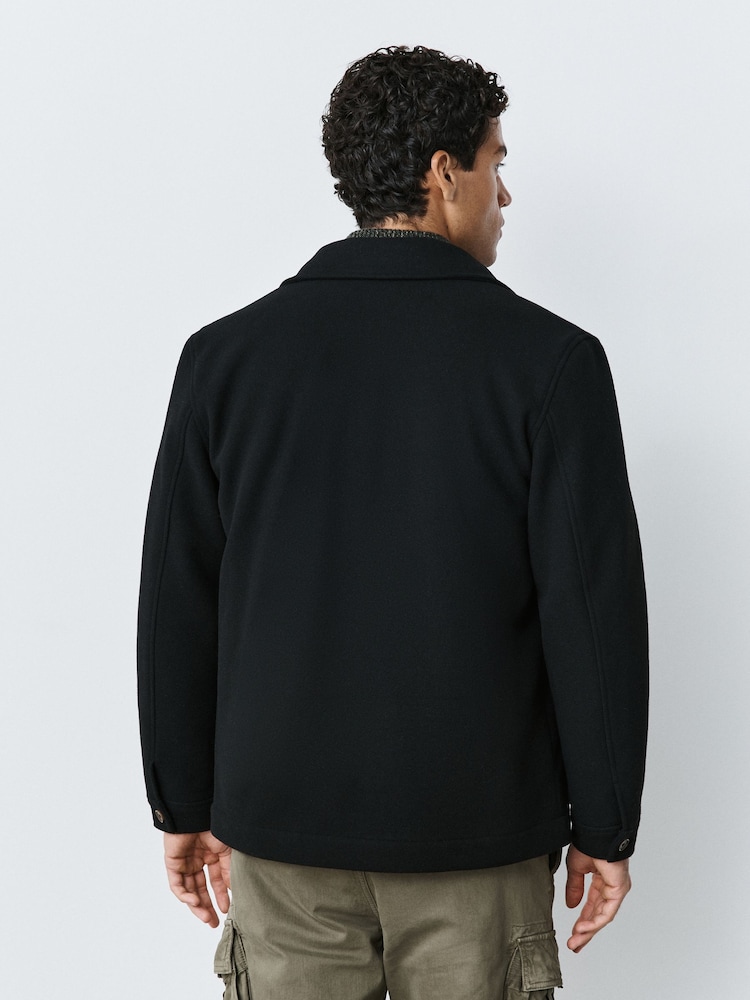 Black Soft Touch Padded Shacket - Image 2 of 9