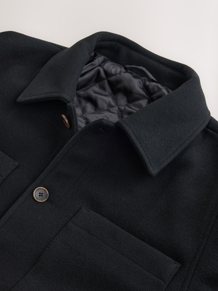 Black Soft Touch Padded Shacket - Image 9 of 9