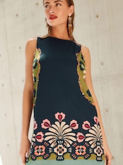 Placement Ikat Print Crinkle Mesh Sleeveless Longline Tunic - Image 1 of 6