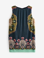 Placement Ikat Print Crinkle Mesh Sleeveless Longline Tunic - Image 2 of 6