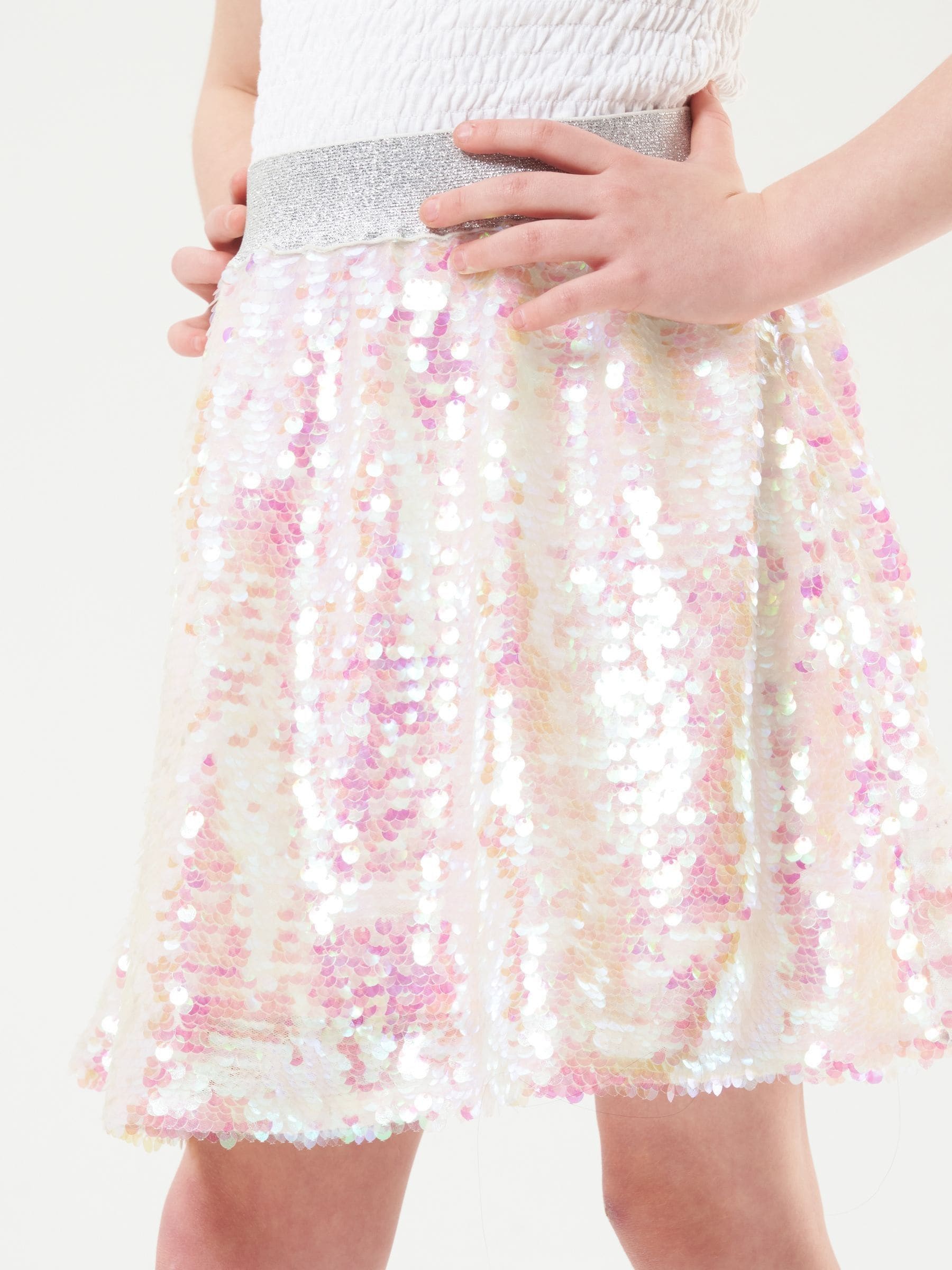 Pink metallic sequin skirt shop
