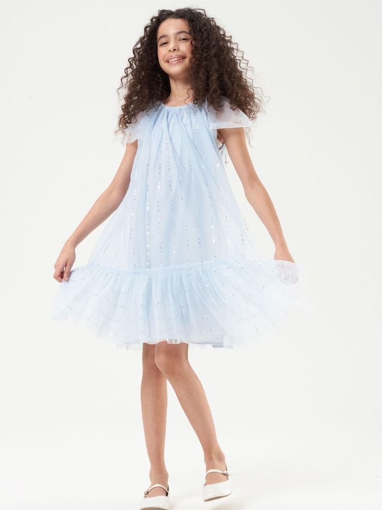 Angel & Rocket Blue Sequin Party Mesh Dress - Image 1 of 6