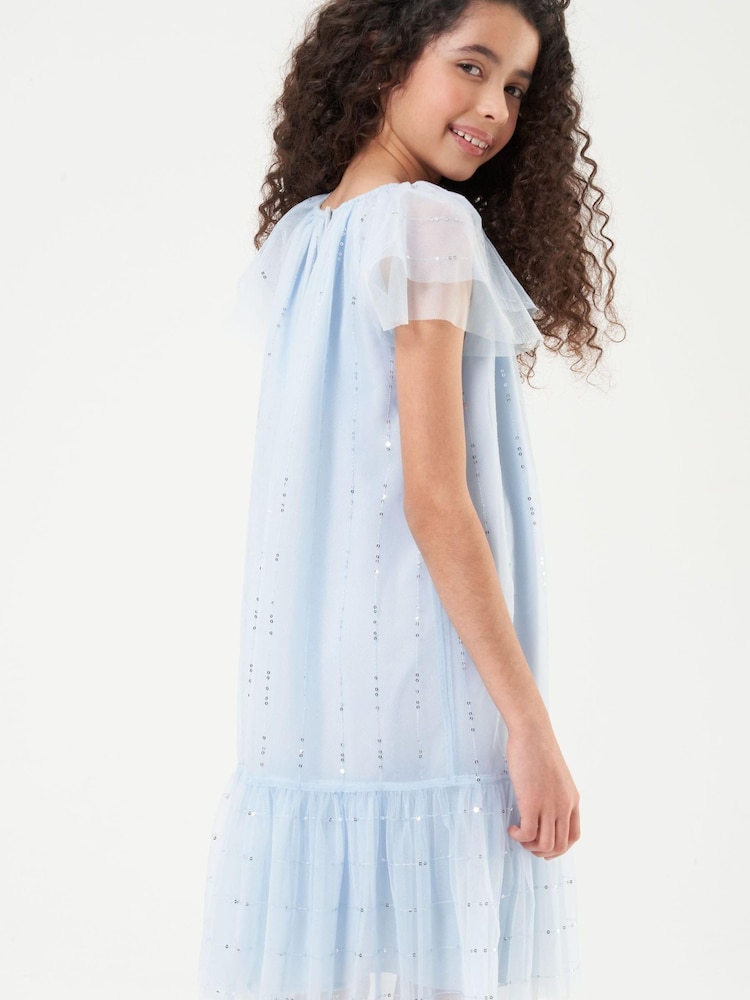 Angel & Rocket Blue Sequin Party Mesh Dress - Image 2 of 6