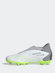 adidas White/Black Kids Predator Accuracy.3 Laceless Firm Ground Boots - Image 2 of 9