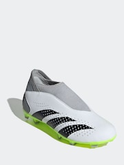 adidas White/Black Kids Predator Accuracy.3 Laceless Firm Ground Boots - Image 3 of 9