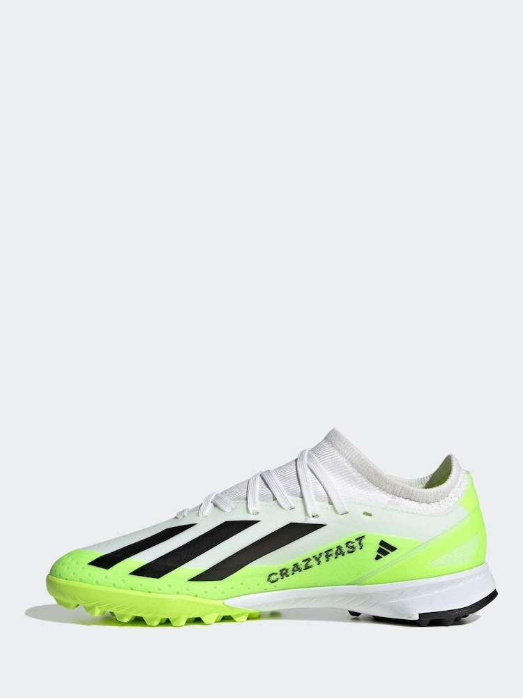 adidas White/Black X Crazyfast.3 Turf Football Boots - Image 2 of 9