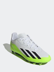 adidas White/Black X Crazyfast.4 Flexible Ground Football Boots - Image 3 of 9