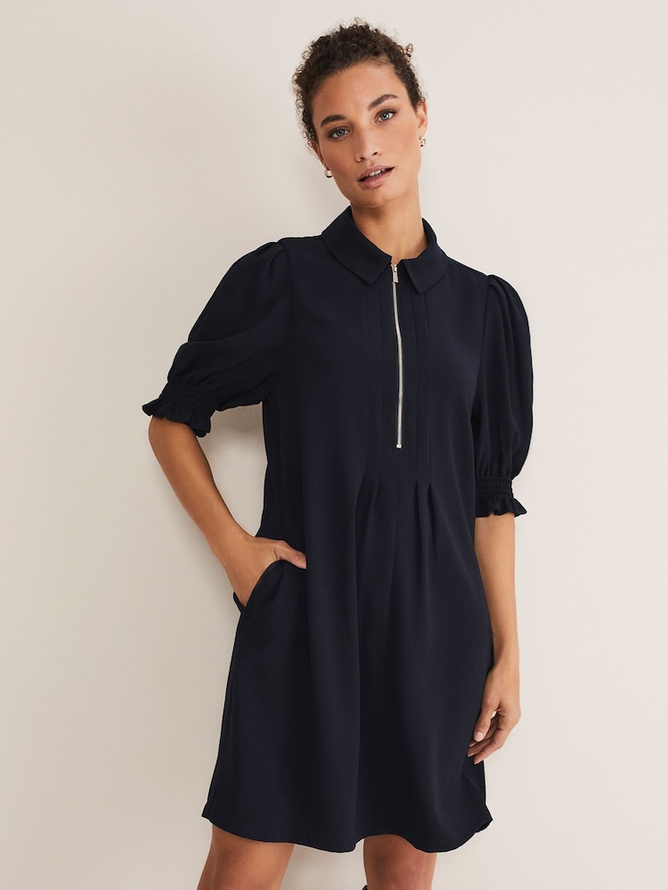 Phase Eight Navy Blue Zip Candice Mini Dress - Image 1 of 5