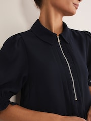 Phase Eight Navy Blue Zip Candice Mini Dress - Image 4 of 5