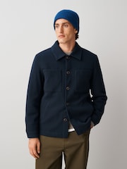 Navy Soft Touch Padded Shacket - Image 3 of 10