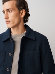 Navy Soft Touch Padded Shacket - Image 5 of 10