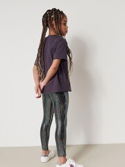 Silver Holographic Sparkle Sequin Leggings (3-16yrs) - Image 3 of 6