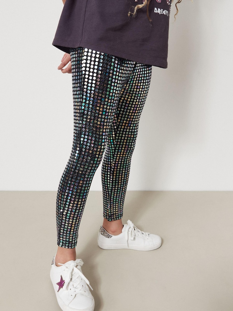 Silver Holographic Sparkle Sequin Leggings (3-16yrs) - Image 4 of 6