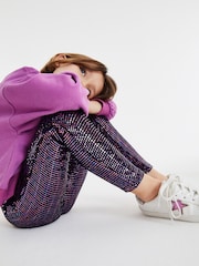 Pink Holographic Sparkle Sequin Leggings (3-16yrs) - Image 1 of 6