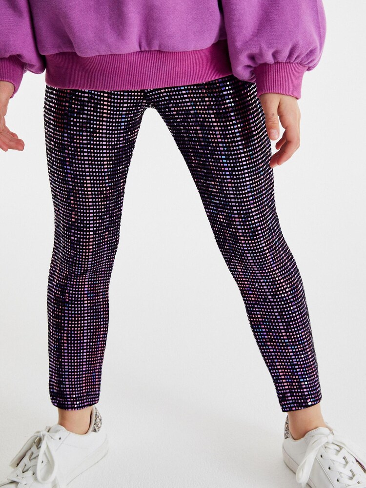 Pink Holographic Sparkle Sequin Leggings (3-16yrs) - Image 3 of 6