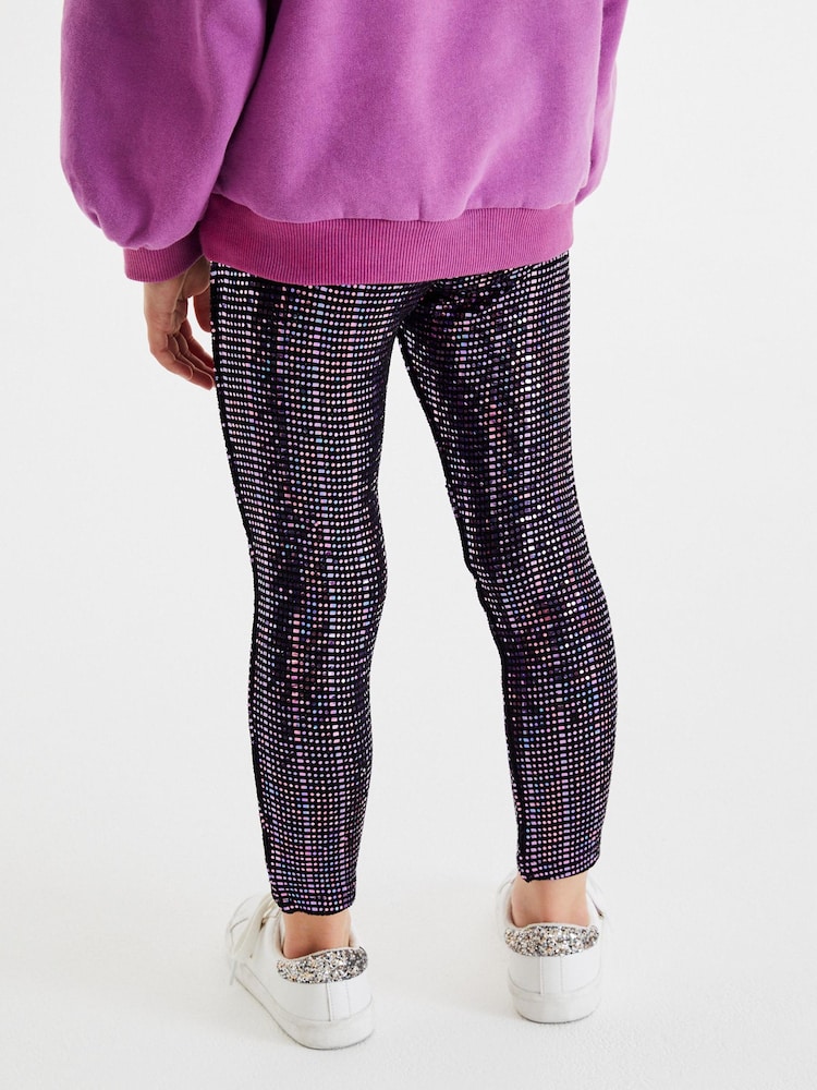 Pink Holographic Sparkle Sequin Leggings (3-16yrs) - Image 4 of 6