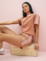 adidas Orange Slim Essentials 3-Stripes Shorts - Image 3 of 8