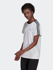 adidas White/Black Sportswear Essentials 3-Stripes T-Shirt - Image 1 of 1