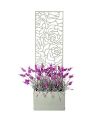 Premier Decorations Ltd Sage Green Screen Rose Design Planter - Image 1 of 2