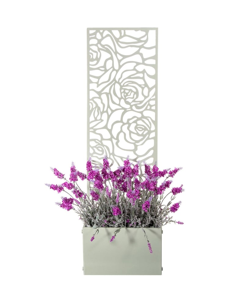Premier Decorations Ltd Sage Green Screen Rose Design Planter - Image 1 of 2