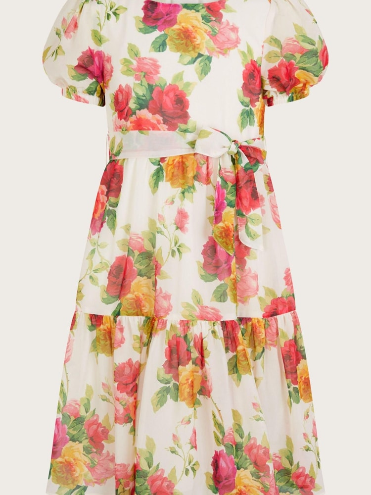 Monsoon White Rose Bloom Chiffon Maxi Dress - Image 1 of 3