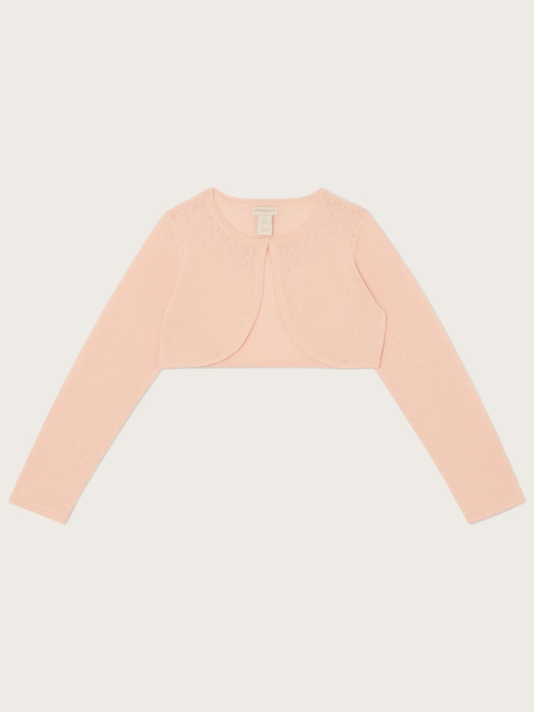 Monsoon light Pink Pearl Trim Cardigan - Image 2 of 2 Monsoon light Pink Pearl Trim Cardigan - Image 2 of 2