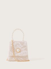 Monsoon Pink Lola Lacey Pearl Bridesmaid Bag - Image 1 of 5