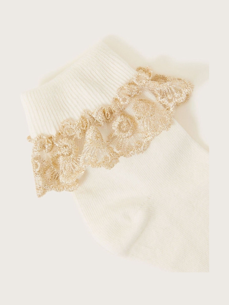 Monsoon Natural Sparkle Lace Socks - Image 1 of 2 Monsoon Natural Sparkle Lace Socks - Image 1 of 2